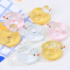3D Inner Tube Duck, Resin Duck Swimming Ring, Lot Of 5 Pcs. Yellow Duckie Resin Flatback, 0012